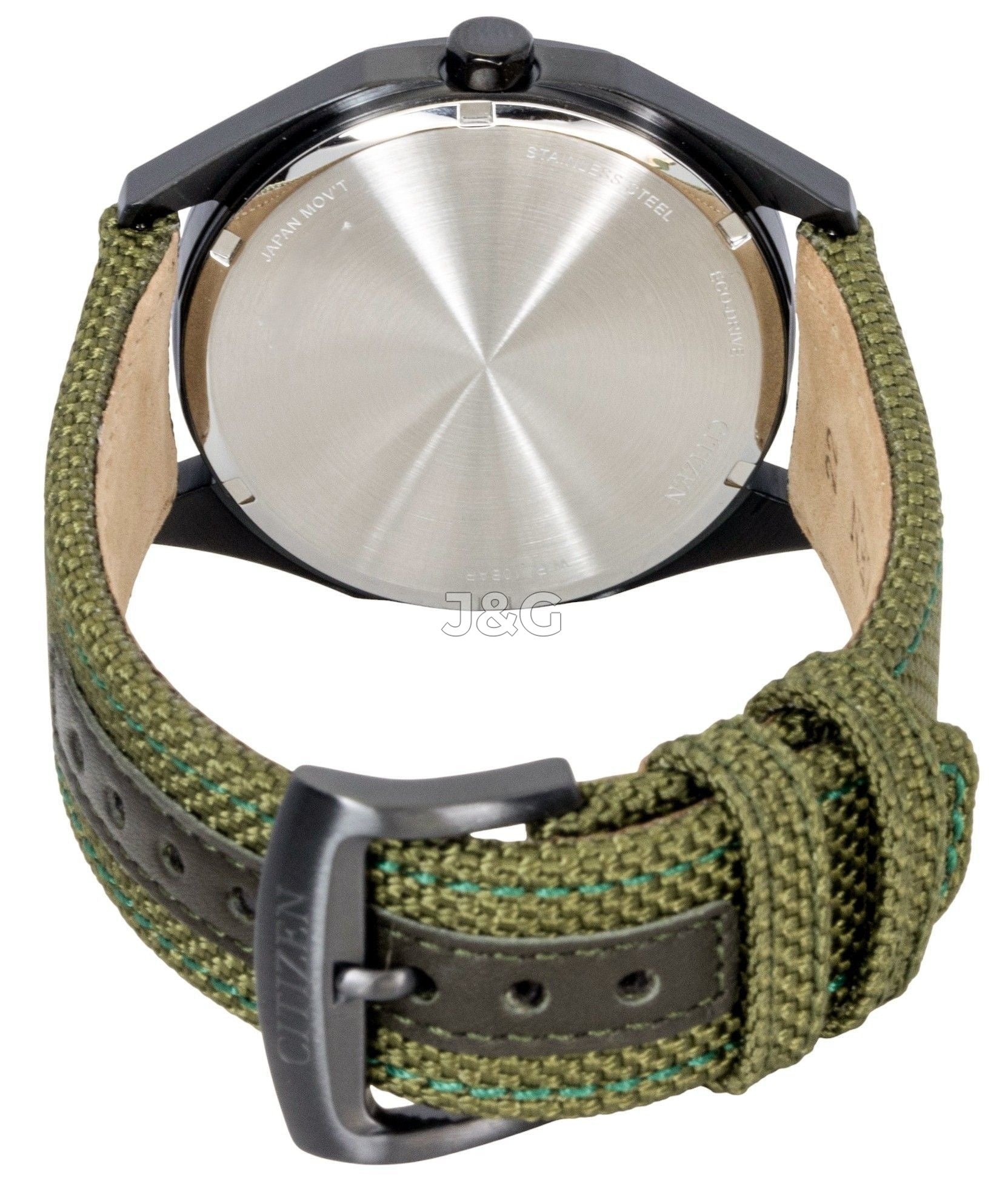 Citizen Eco-Drive Green Nylon Male BM7635-01X. A brand-new Citizen Eco-Drive watch featuring a Green dial and a Nylon strap. Front view. - view 4