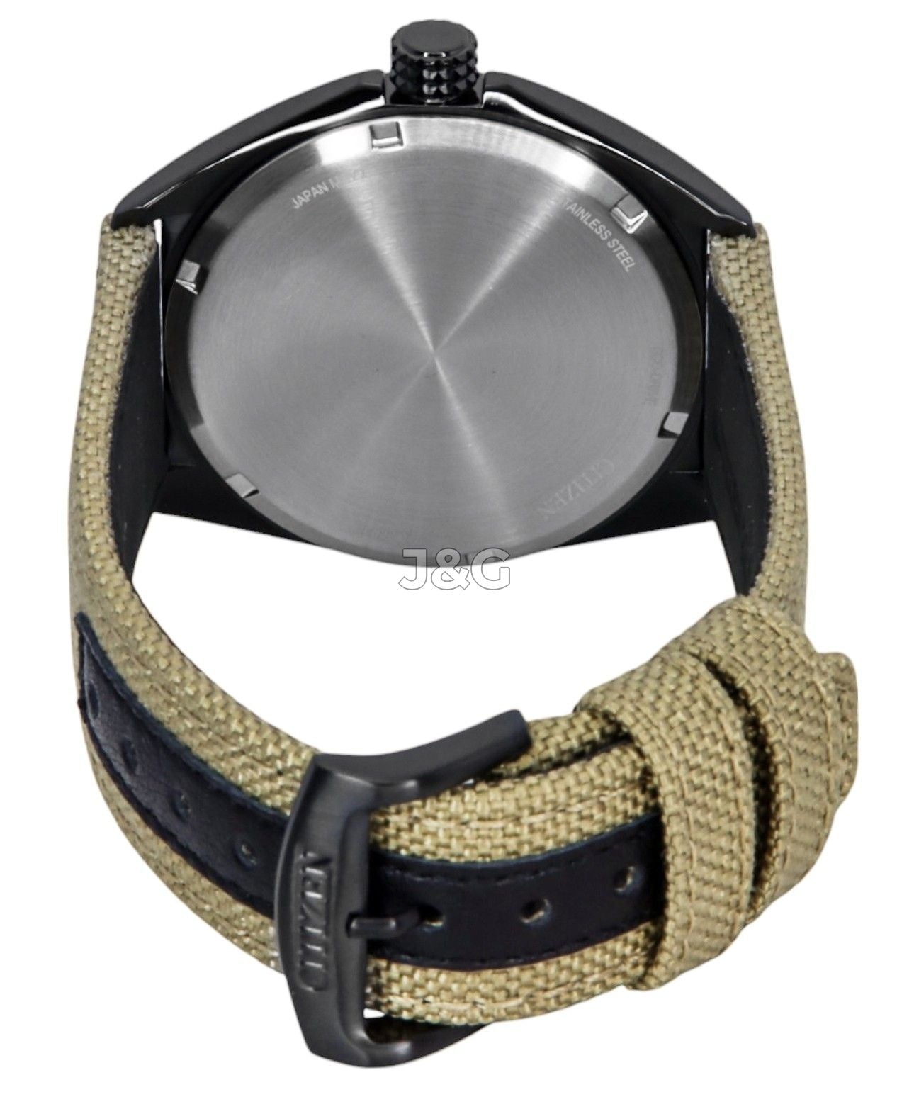 Citizen Eco-Drive Quartz movement Black Nylon Male AW1575-08E. A brand-new Citizen Eco-Drive watch featuring a Black dial and a Nylon strap. Front view. - view 4