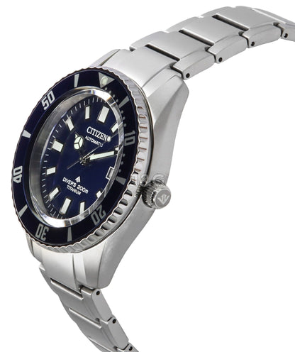 Citizen Promaster Automatic movement Blue Titanium Male NB6021-68L. A brand-new Citizen Promaster watch featuring a Blue dial and a Titanium strap. Side view. - view 3