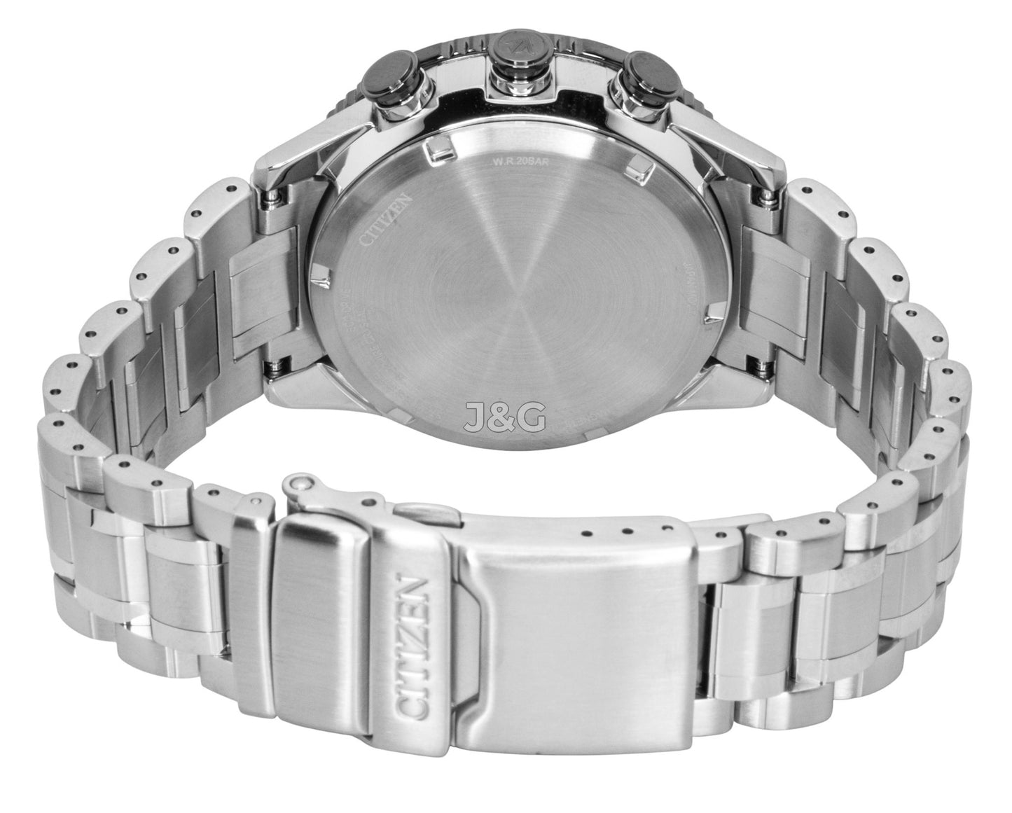 Citizen Promaster Skyhawk Eco-Drive Chronograph Stainless. A brand-new Citizen Promaster watch featuring a Grey dial and a Stainless steel strap. Side view. - SEQ_4