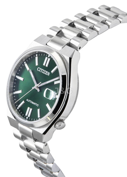 Citizen Tsuyosa Automatic movement Green Stainless steel Male NJ0200-50X. A brand-new Citizen Tsuyosa watch featuring a Green dial and a Stainless steel strap. Angled view. - view 3