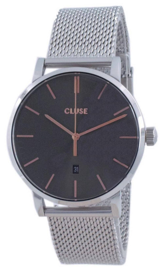 Cluse Aravis Grey Dial Stainless Steel Quartz. A brand-new Cluse watch featuring a Grey dial and a Stainless steel strap. Angled view.