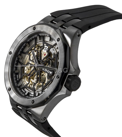 Edox Delfin The Original Automatic movement Black Rubber Male 85303357GNNGN. A brand-new Edox Delfin watch featuring a Black dial and a Rubber strap. Front view. - view 3