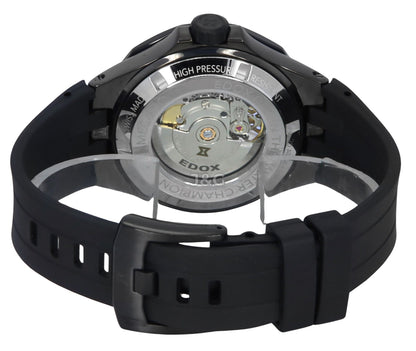 Edox Delfin The Original Automatic movement Black Rubber Male 85303357GNNGN. A brand-new Edox Delfin watch featuring a Black dial and a Rubber strap. Front view. - view 4