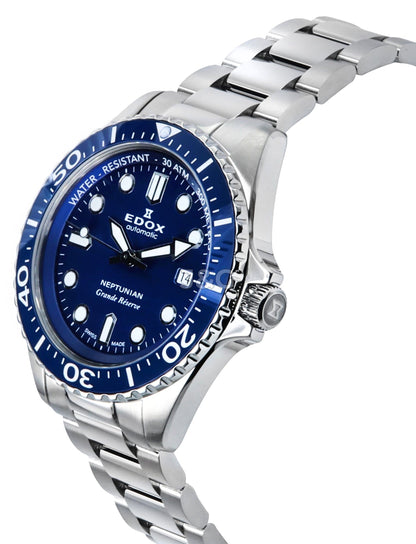 Edox Neptunian Automatic movement Blue Male 808013BUMBUIN. A brand-new Edox Neptunian watch featuring a Blue dial. Side view. - view 3