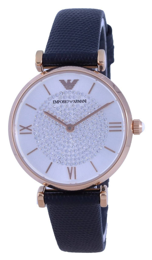 Emporio Armani Gianni T-Bar Crystal Accents Quartz Wo. A brand-new Emporio Armani Gianni T-Bar watch featuring a Leather strap. Front view.