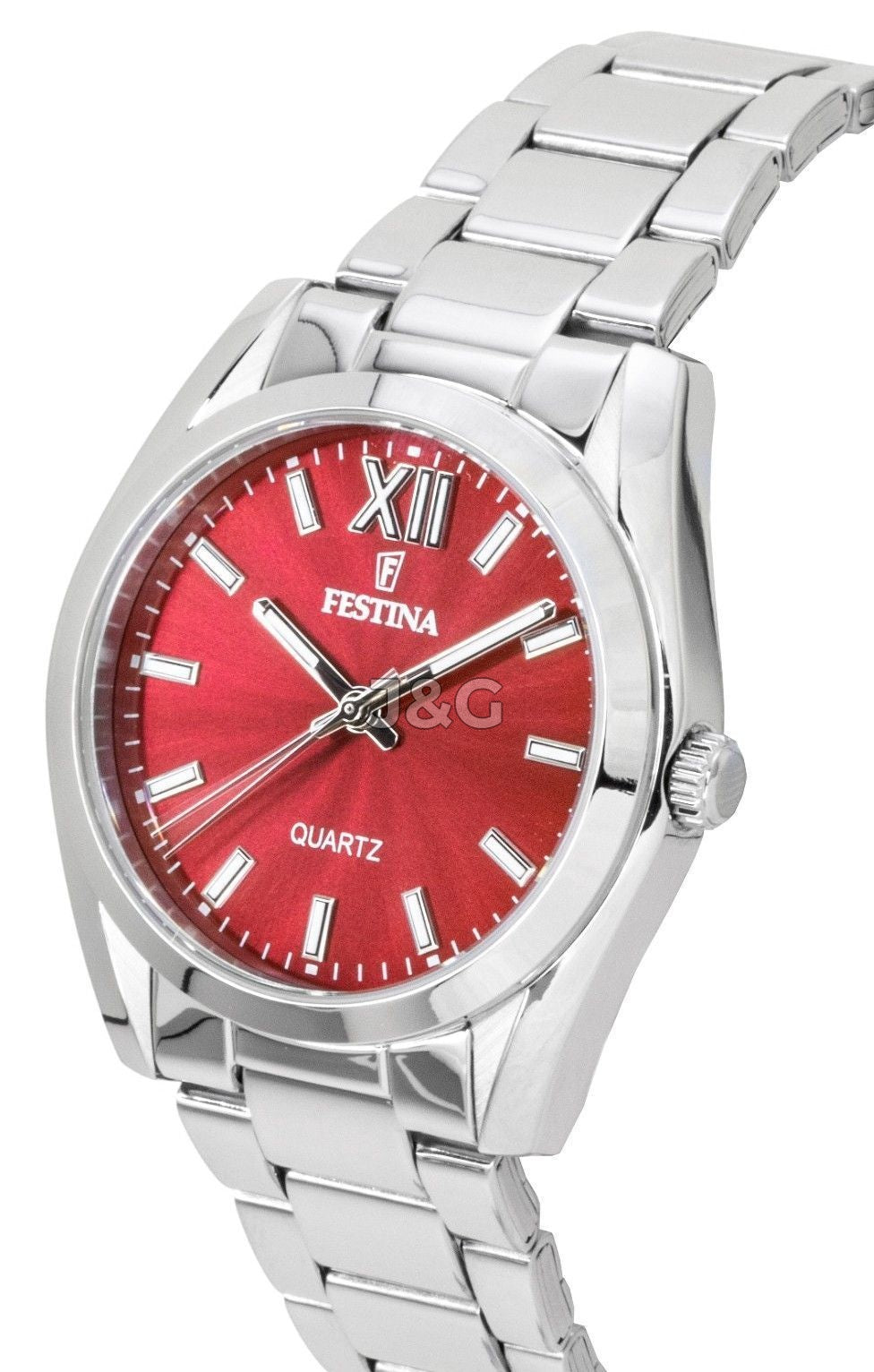 Festina Alegria Quartz movement Red Stainless steel Female F20622-B. A brand-new Festina Alegria watch featuring a Red dial and a Stainless steel strap. Side view. - view 3