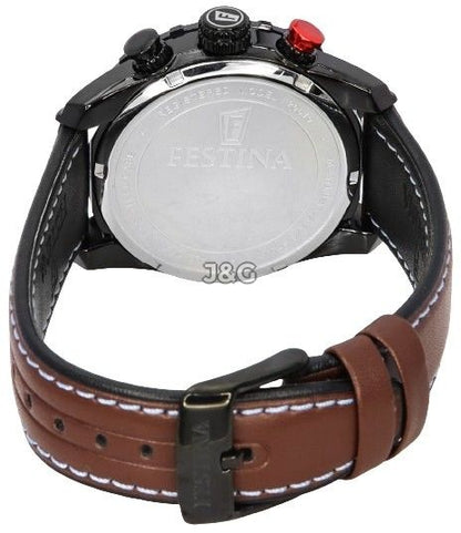 Festina Chronograph Date display Blue Leather Male F20519-1. A brand-new Festina Chronograph watch featuring a Blue dial and a Leather strap. Angled view. - view 4