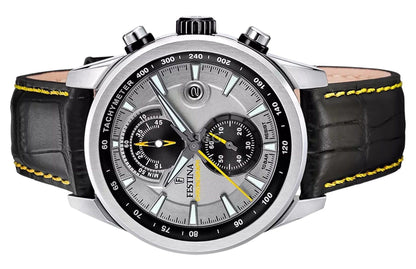 Festina Chronograph Quartz movement Grey Leather Male F20695-4. A brand-new Festina Chronograph watch featuring a Grey dial and a Leather strap. Side view. - view 3