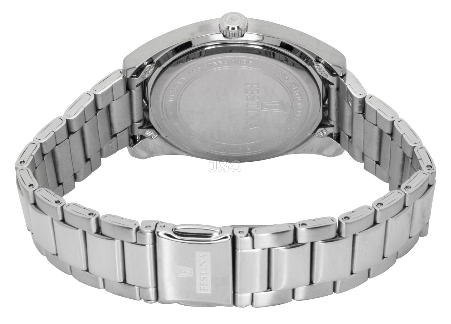 Festina Classic Quartz movement Grey Stainless steel Male F20707-3. A brand-new Festina Classic watch featuring a Grey dial and a Stainless steel strap. Angled view. - view 4