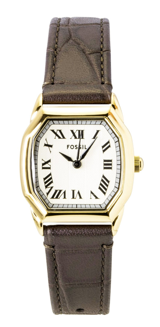 Fossil Harlow Leather Strap Cream Dial Quartz Wo. A brand-new Fossil Harlow watch featuring a Leather strap. Front view.