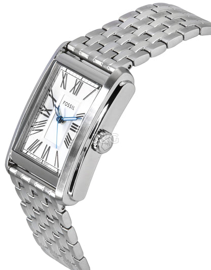 Fossil Carraway Deployment clasp Silver Stainless steel Male FS6008. A brand-new Fossil Carraway watch featuring a Silver dial and a Stainless steel strap. Angled view. - view 3