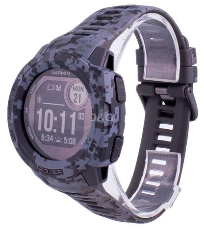 GARMIN Instinct Solar Alarm White Male 010-02293-05. A brand-new GARMIN Instinct watch featuring a White dial. Angled view. - view 3