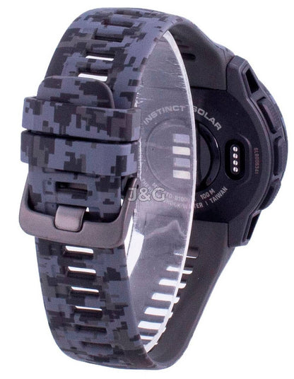 GARMIN Instinct Solar Alarm White Male 010-02293-05. A brand-new GARMIN Instinct watch featuring a White dial. Angled view. - view 5