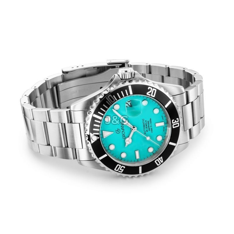 Grovana Automatic movement Blue Stainless steel Male 1571.2131.-.GW. A brand-new Grovana watch featuring a Blue dial and a Stainless steel strap. Side view. - view 3