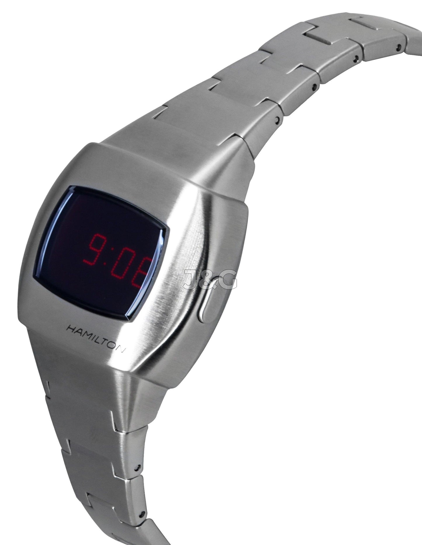 Hamilton American Classic PSR Date display Blue Stainless steel Male H52304130. A brand-new Hamilton American Classic watch featuring a Blue dial and a Stainless steel strap. Angled view. - view 3