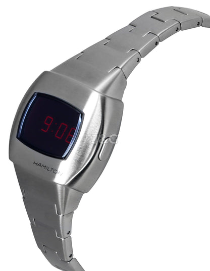 Hamilton American Classic PSR Date display Blue Stainless steel Male H52304130. A brand-new Hamilton American Classic watch featuring a Blue dial and a Stainless steel strap. Angled view. - view 3