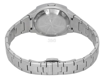 Hamilton American Classic PSR Date display Blue Stainless steel Male H52304130. A brand-new Hamilton American Classic watch featuring a Blue dial and a Stainless steel strap. Angled view. - view 4