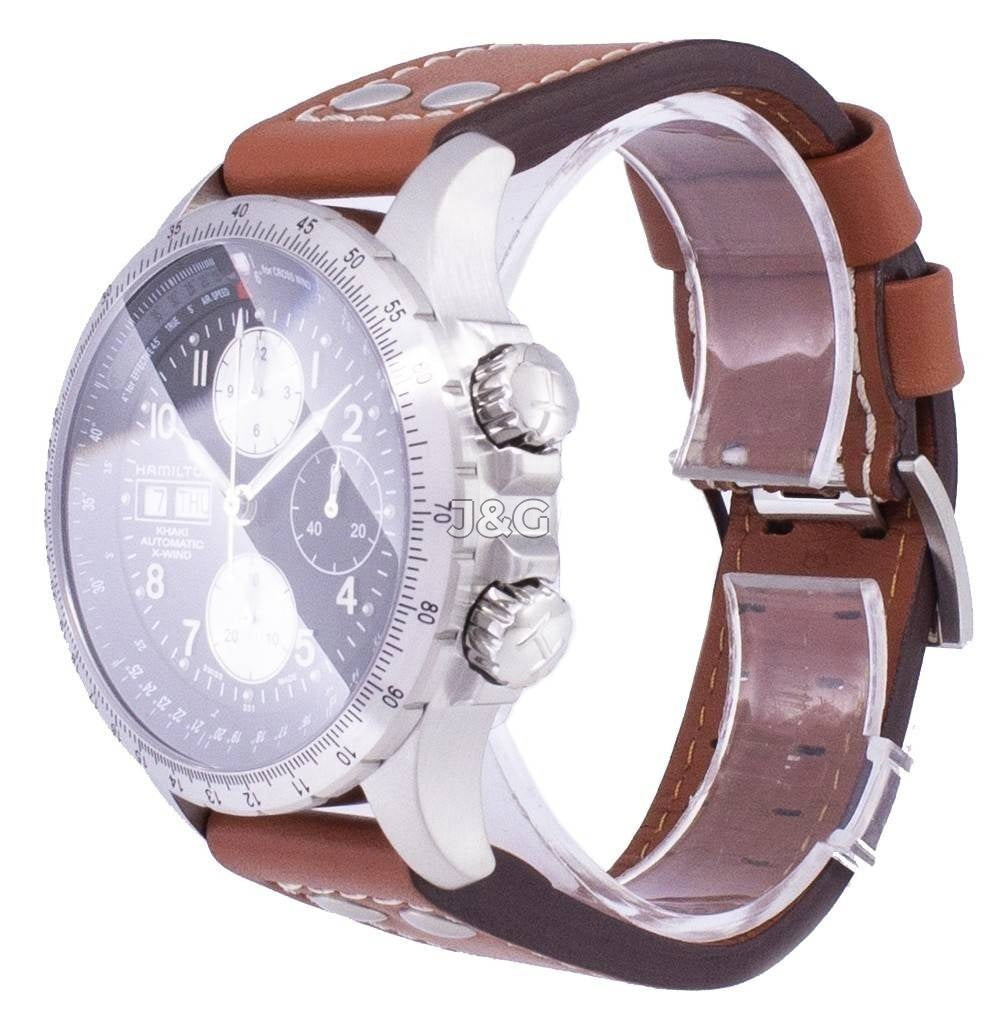 Hamilton Khaki Automatic movement Blue Leather Male H77616533. A brand-new Hamilton Khaki watch featuring a Blue dial and a Leather strap. Angled view. - view 3