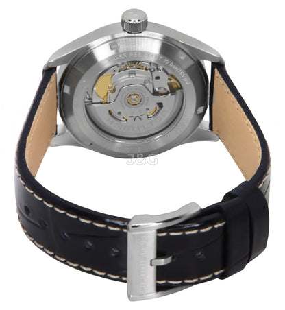 Hamilton Khaki Field Automatic movement White Leather Male H70405710. A brand-new Hamilton Khaki watch featuring a White dial and a Leather strap. Front view. - view 4