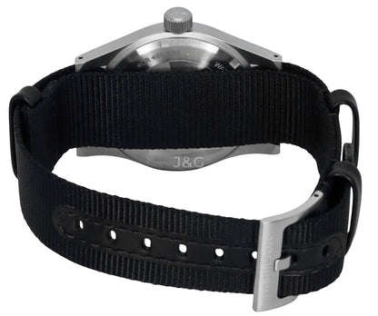 Hamilton Khaki Field Automatic movement White Polyester Male H69439910. A brand-new Hamilton Khaki watch featuring a White dial and a Polyester strap. Angled view. - view 4