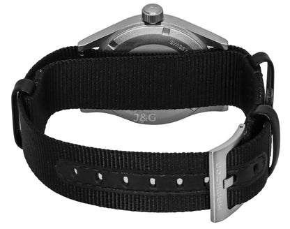 Hamilton Khaki Field Luminous hands Black Polyester Male H69401430. A brand-new Hamilton Khaki watch featuring a Black dial and a Polyester strap. Side view. - view 4