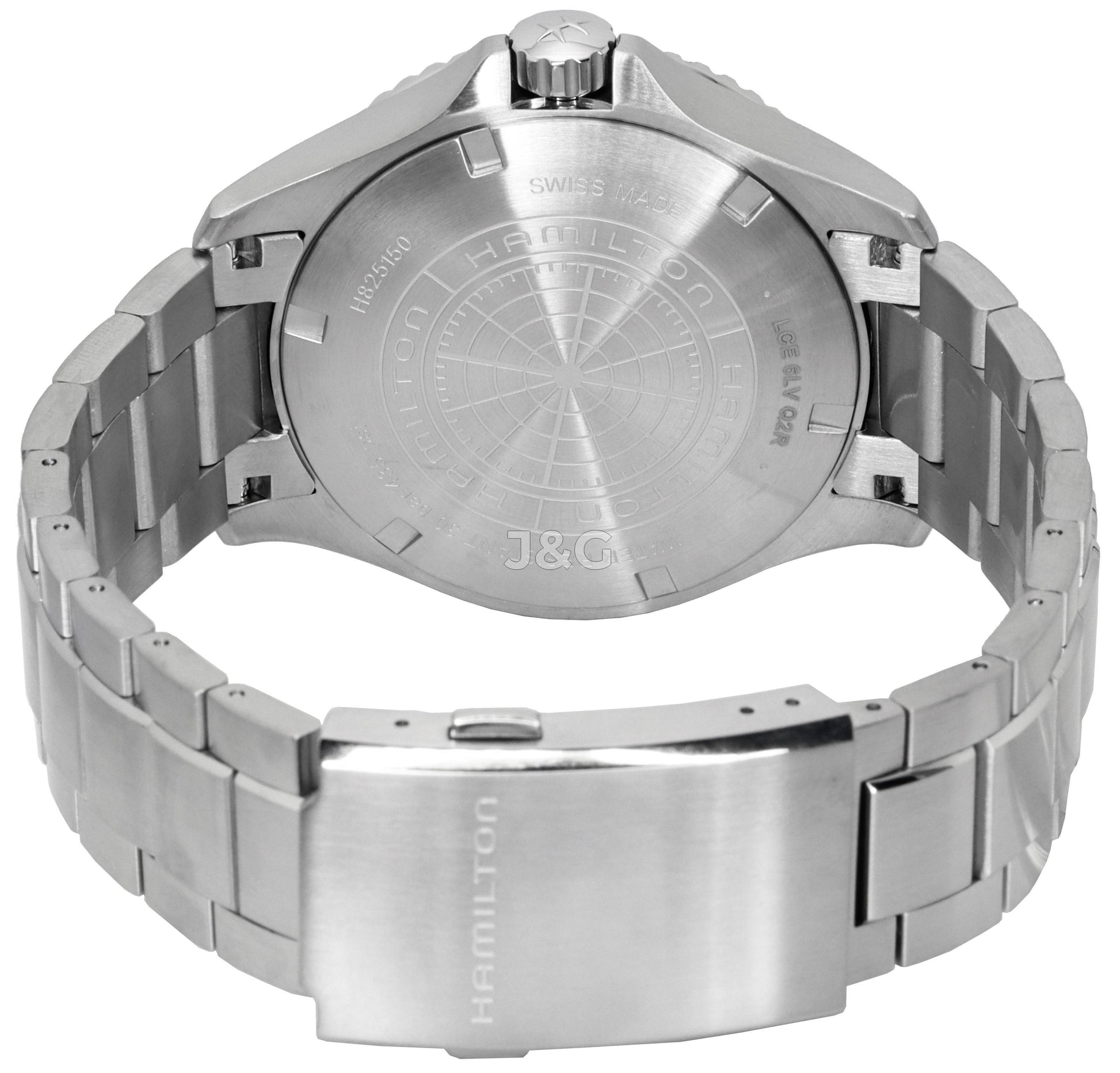 Hamilton Khaki Navy Automatic movement Black Stainless steel Male H82515130. A brand-new Hamilton Khaki watch featuring a Black dial and a Stainless steel strap. Front view. - view 4