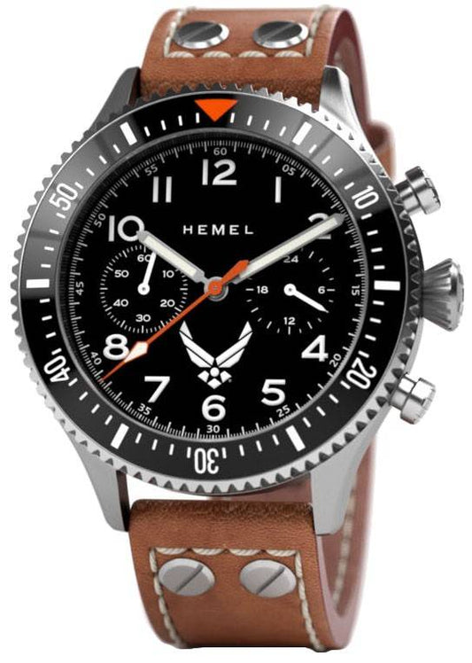 Hemel USAF Special Edition Misson Objectives Black With. A brand-new Hemel USAF Special Edition watch featuring a Leather strap. Front view.