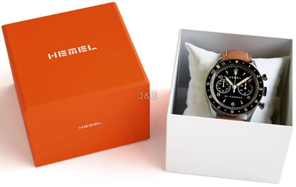 Hemel Air Wing Automatic movement White Leather Male HF19.-.HW. A brand-new Hemel Air Wing watch featuring a White dial and a Leather strap. Angled view. - view 3