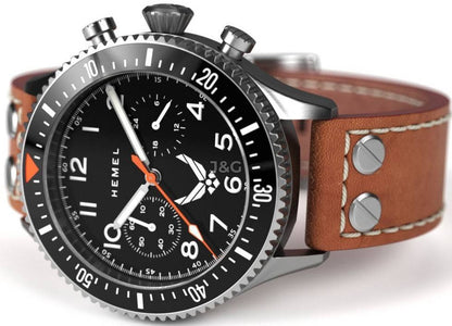 Hemel USAF Special Edition Luminous hands White Leather Male HFUSAF1-03.-.HW. A brand-new Hemel USAF Special Edition watch featuring a White dial and a Leather strap. Angled view. - view 2