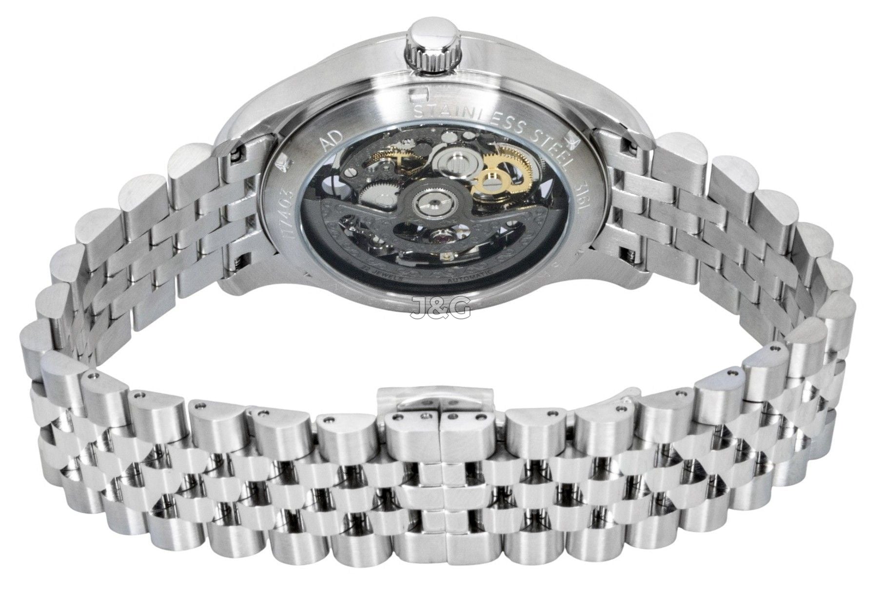 Ingersoll Automatic movement Black Skeleton Stainless steel Male I17403. A brand-new Ingersoll watch featuring a Black Skeleton dial and a Stainless steel strap. Front view. - view 4