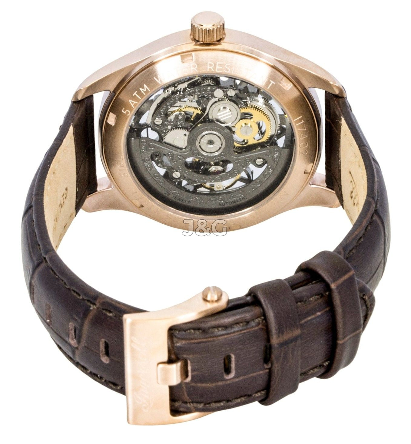 Ingersoll Automatic movement Grey Skeleton Leather Male I17402. A brand-new Ingersoll watch featuring a Grey Skeleton dial and a Leather strap. Front view. - view 4