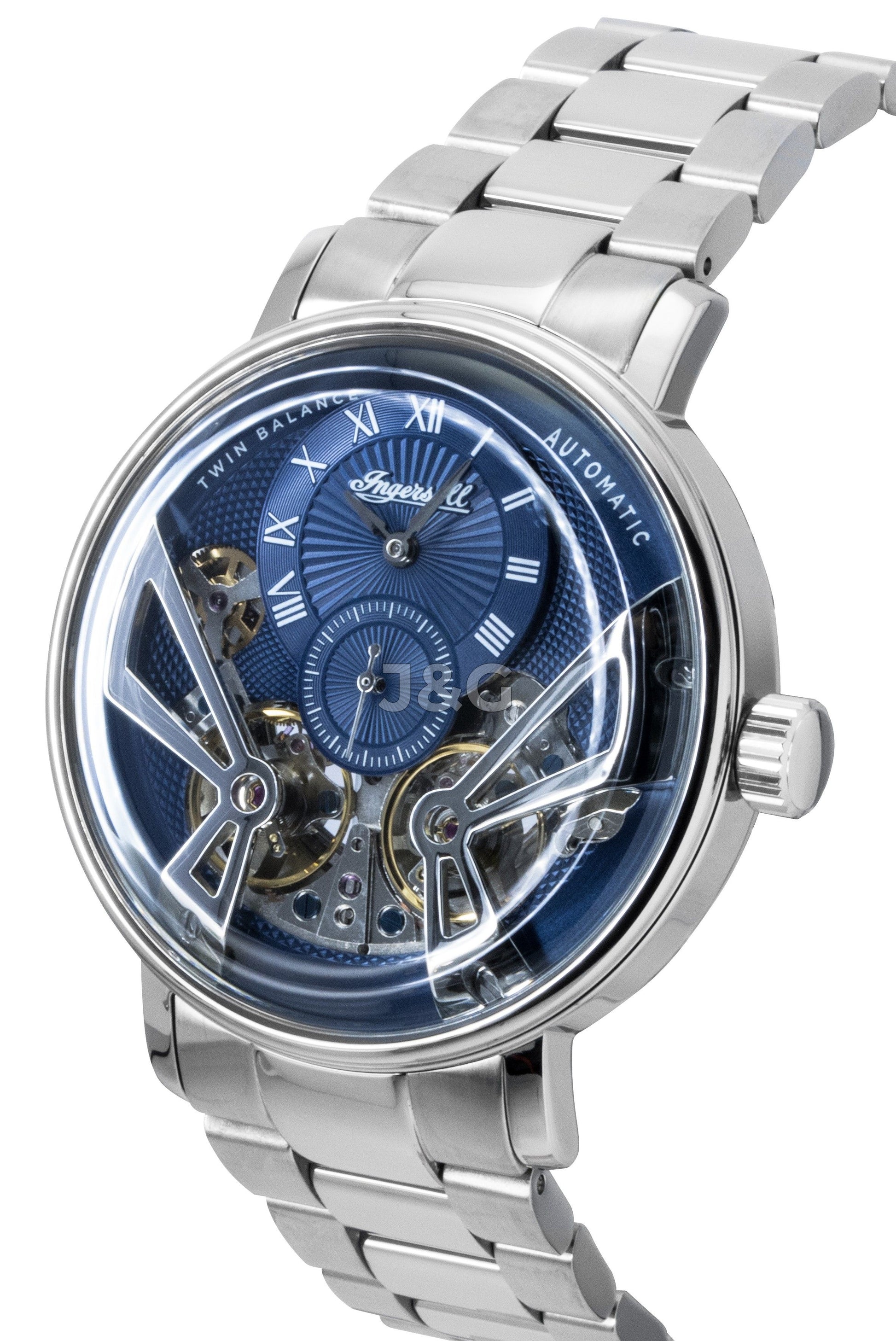 Ingersoll Automatic movement White Stainless steel Male I13104. A brand-new Ingersoll watch featuring a White dial and a Stainless steel strap. Front view. - view 2