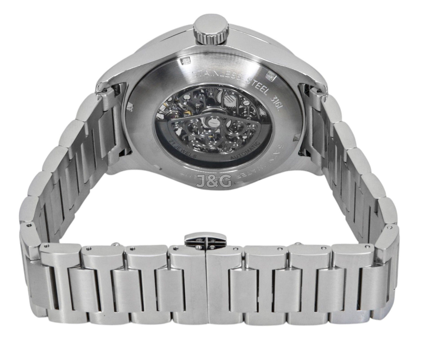 Ingersoll The Bronc Automatic movement Black Skeleton Stainless steel Male I16701. A brand-new Ingersoll The Bronc watch featuring a Black Skeleton dial and a Stainless steel strap. Front view. - view 4