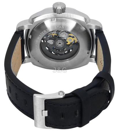 Ingersoll The Outrider Automatic movement Black Skeleton Leather Male I16401. A brand-new Ingersoll The Outrider watch featuring a Black Skeleton dial and a Leather strap. Front view. - view 4