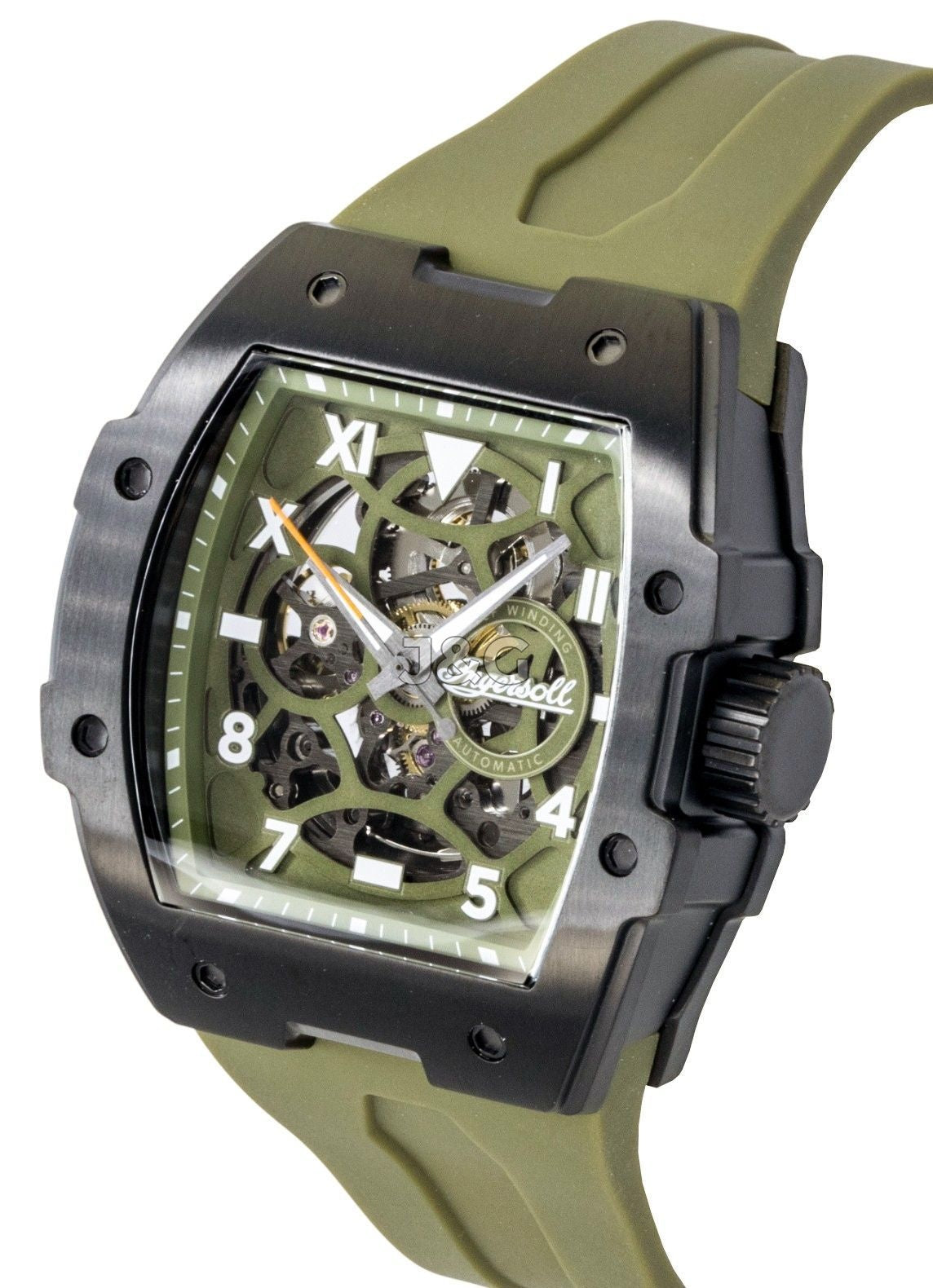 Ingersoll The Play Automatic movement White Polyurethane (PU) Male I15303. A brand-new Ingersoll The Play watch featuring a White dial and a Polyurethane (PU) strap. Front view. - view 3