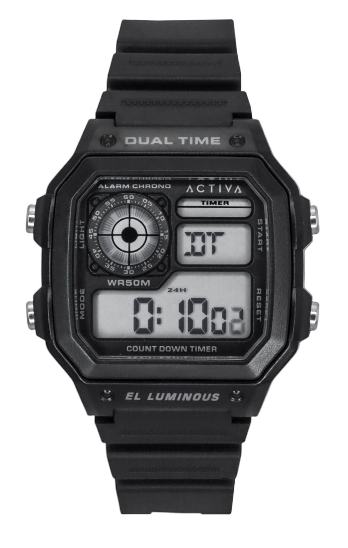 Invicta Activa Digital Polyurethane Strap Black Dial Quartz. A brand-new Invicta Activa watch featuring a Black dial and a Polyurethane (PU) strap. Front view.