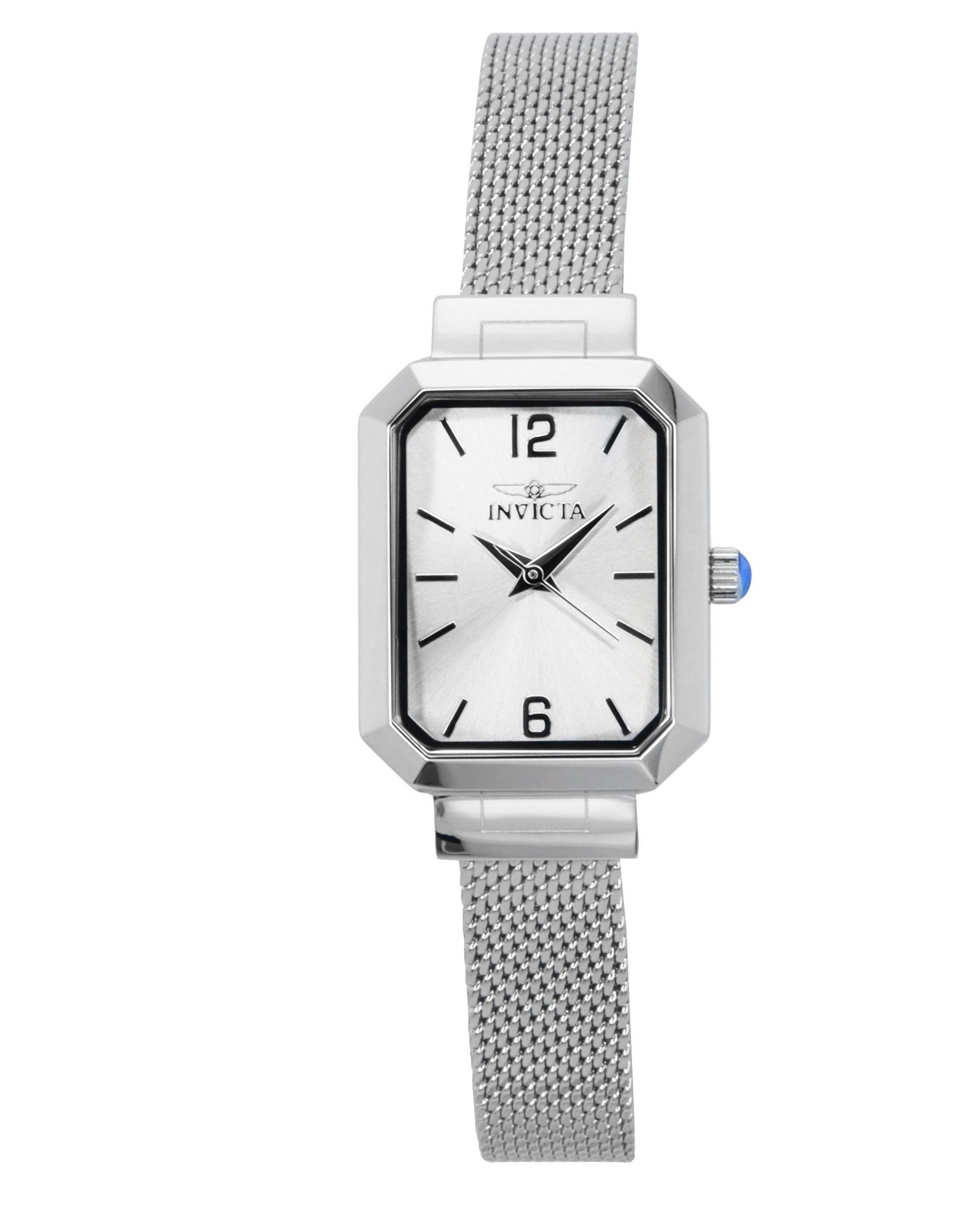 Invicta Angel Stainless Steel Silver Dial Quartz 48150 Wo. A brand-new Invicta Angel watch featuring a Silver dial and a Stainless steel strap. Angled view.