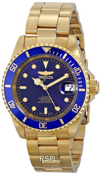 Invicta Automatic Pro Diver 200M Blue Dial 8930OB. A brand-new Invicta Pro Diver watch featuring a Blue dial and a Stainless steel strap. Side view.