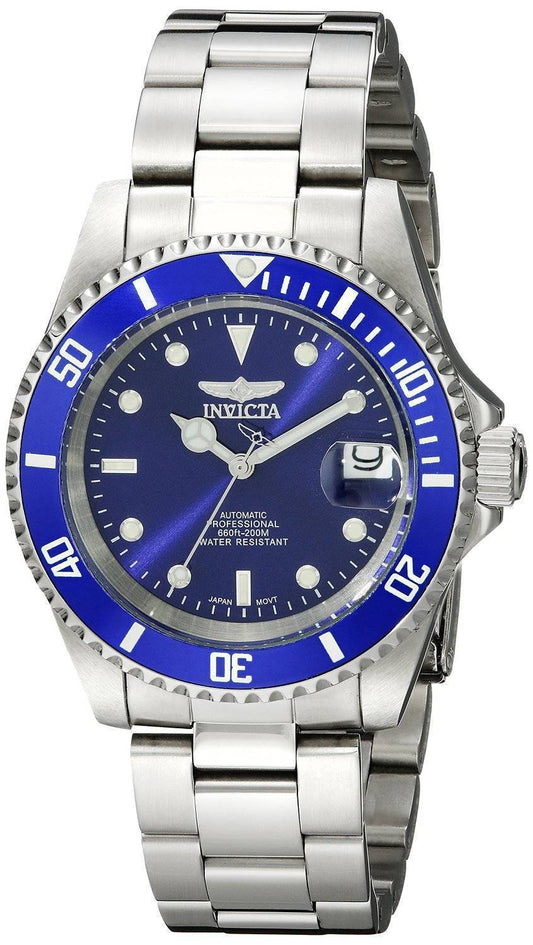 Invicta Automatic Pro Diver 200M Blue Dial 9094OB. A brand-new Invicta Pro Diver watch featuring a Blue dial and a Stainless steel strap. Front view.