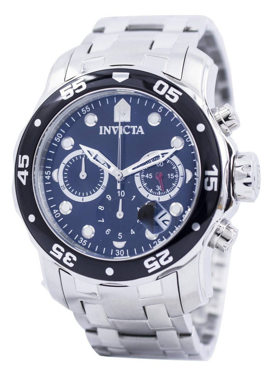 Invicta Pro Diver Chronograph 200M 0069 Stainless Steel. A brand-new Invicta Pro Diver watch featuring a Stainless steel strap. Angled view.