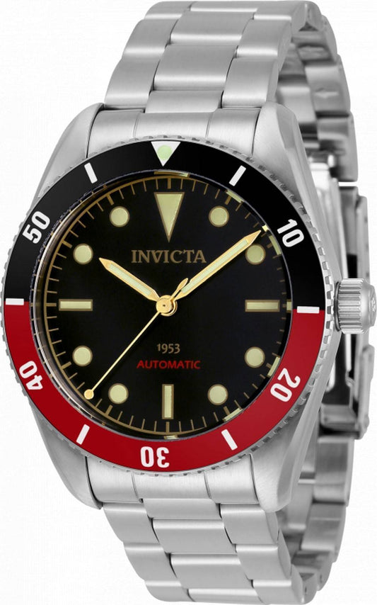 Invicta Vintage Pro Diver Automatic Diver's 34334 200M. A brand-new Invicta Pro Diver watch featuring a Stainless steel strap. Front view.