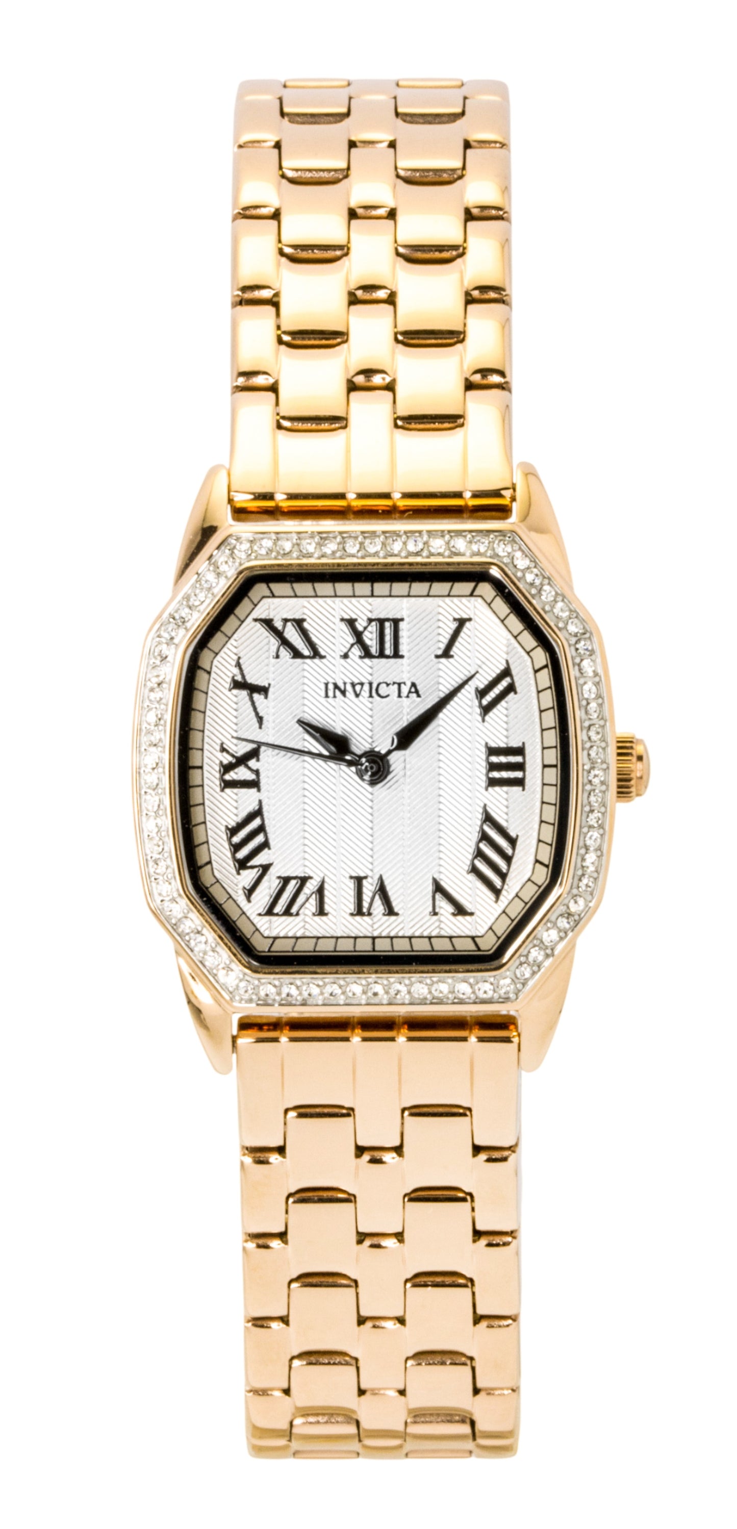 Invicta Wildflower Rose Gold Tone Stainless Steel Silver. A brand-new Invicta Wildflower watch featuring a Silver dial and a Stainless steel strap. Front view.