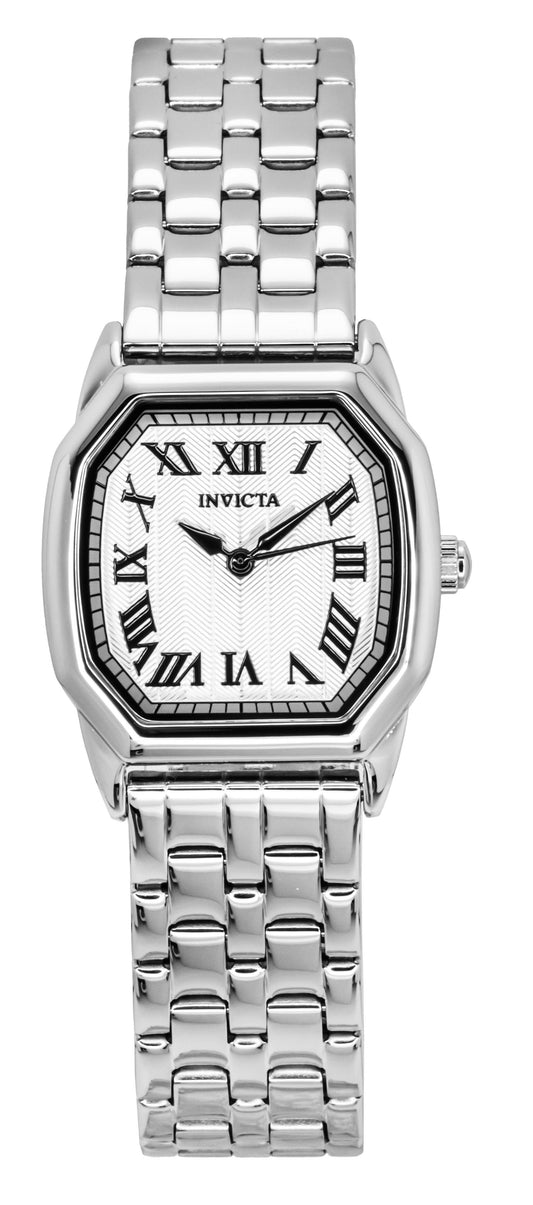 Invicta Wildflower Stainless Steel Silver Dial Quartz 48957. A brand-new Invicta Wildflower watch featuring a Silver dial and a Stainless steel strap. Angled view.