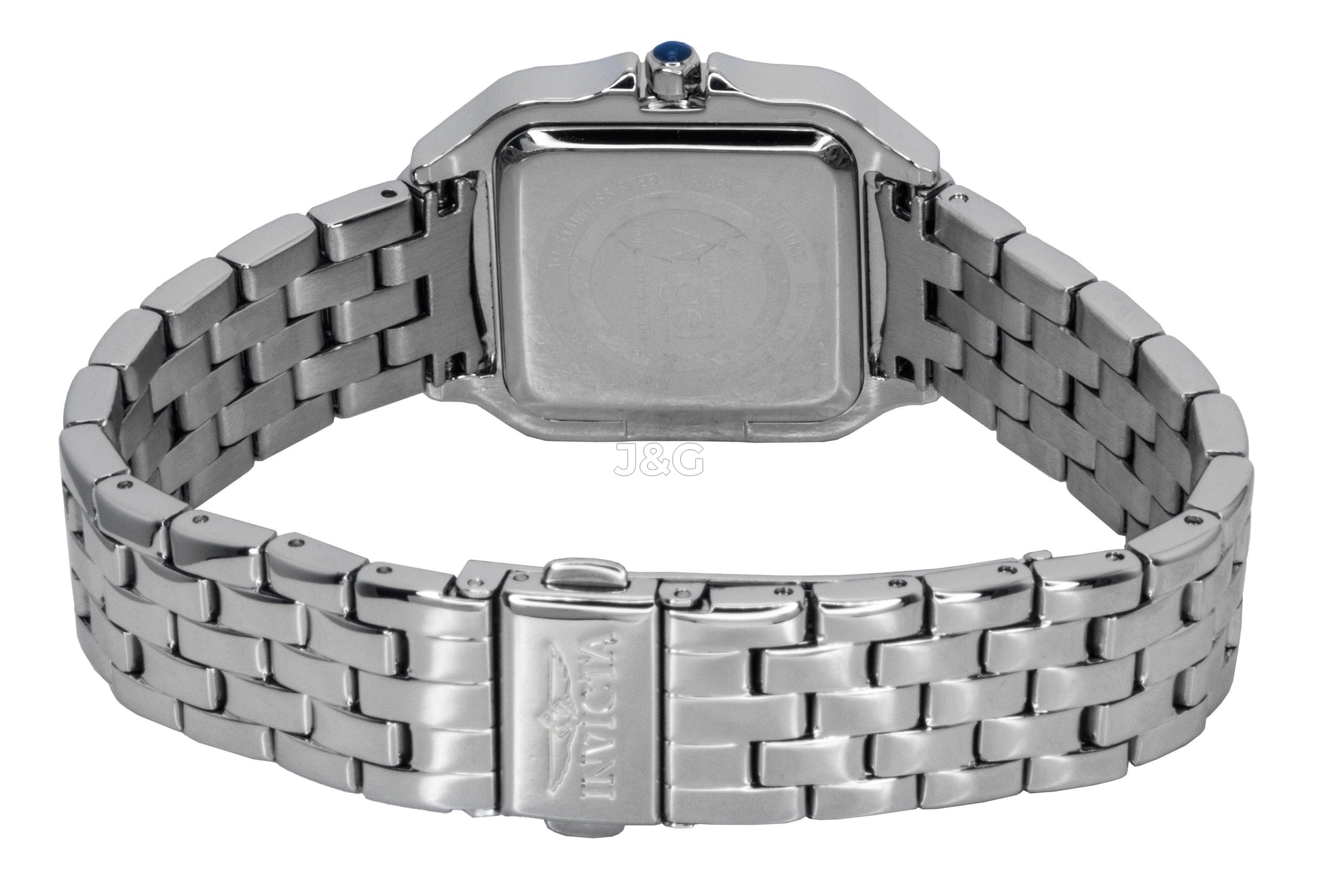 Invicta Angel Quartz movement Crystal Silver Stainless steel Female INV48994. A brand-new Invicta Angel watch featuring a Crystal Silver dial and a Stainless steel strap. Angled view. - view 3