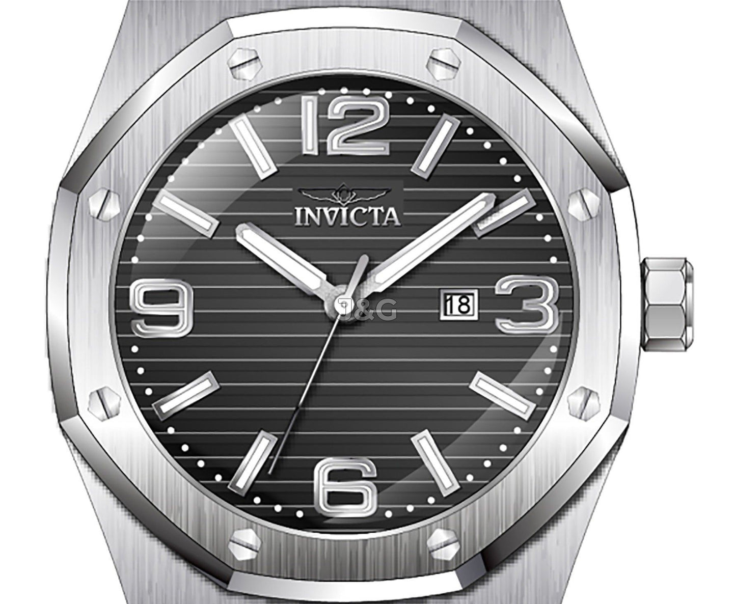 Invicta Huracan Date display Black Silicone Male INV45772. A brand-new Invicta Huracan watch featuring a Black dial and a Silicone strap. Side view. - view 2