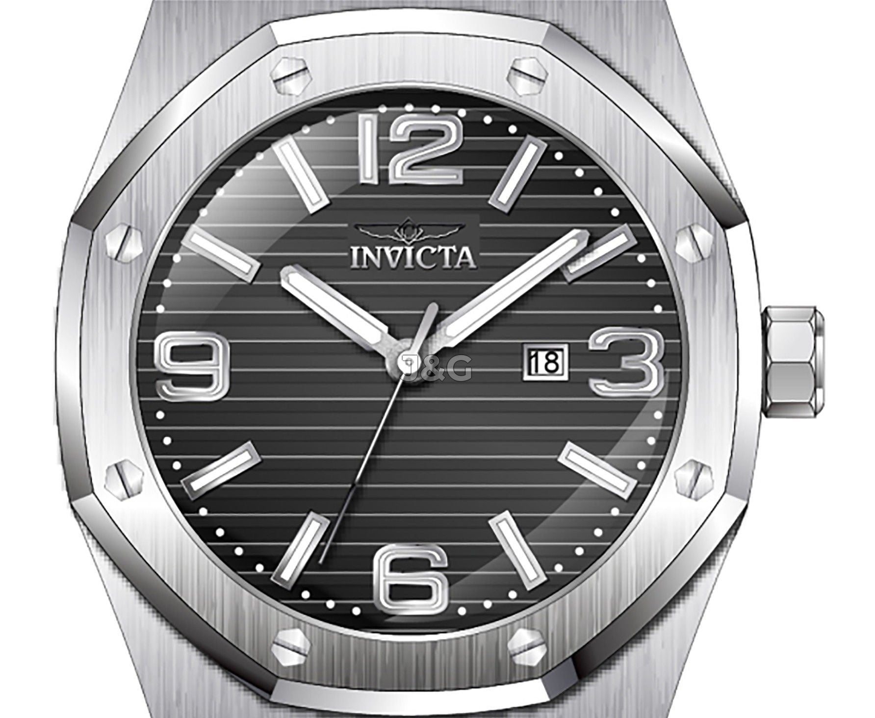 Invicta Huracan Date display Black Silicone Male INV45772. A brand-new Invicta Huracan watch featuring a Black dial and a Silicone strap. Side view. - view 2