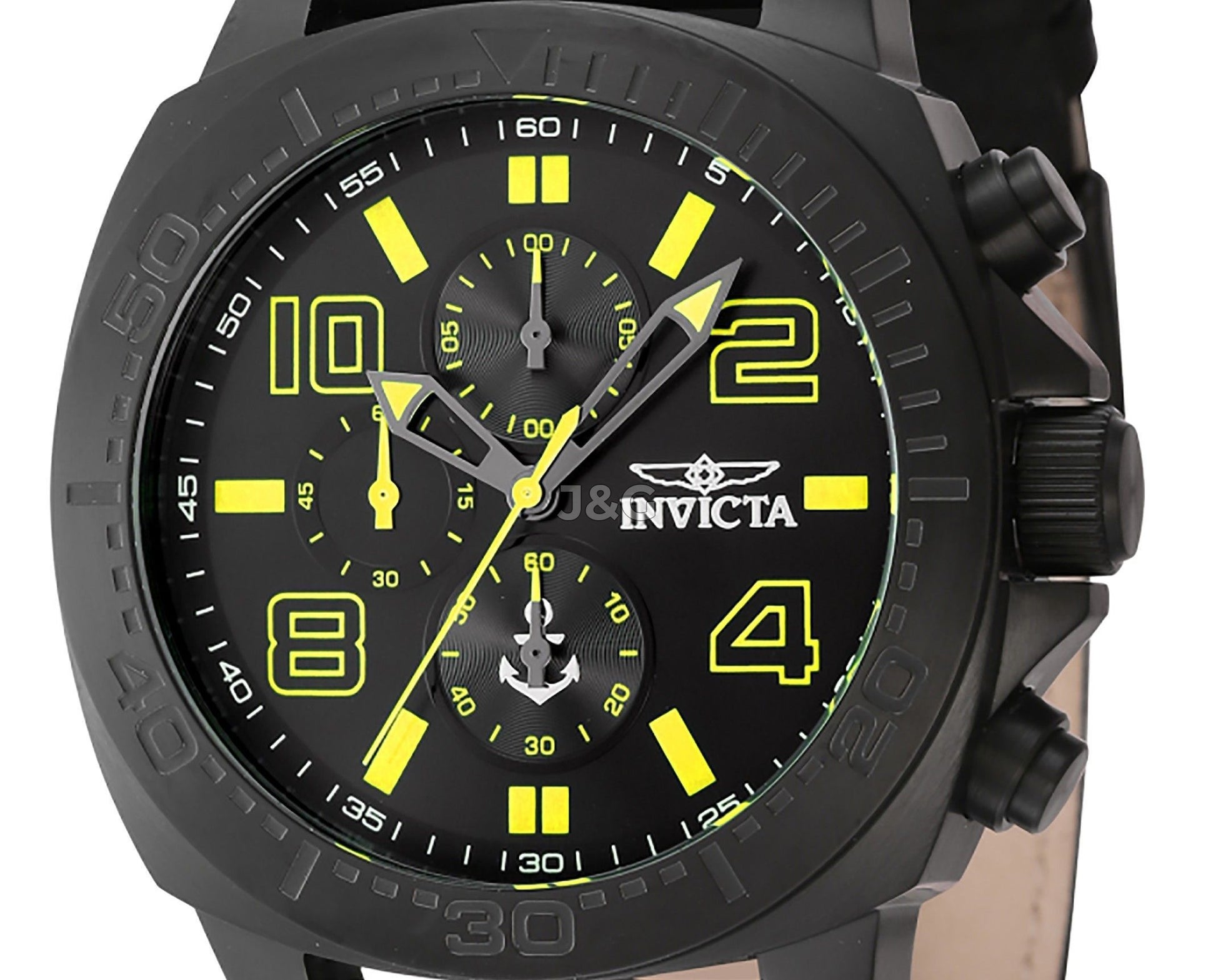 Invicta Ocean Voyage Quartz movement Black Nylon Male INV46287. A brand-new Invicta Ocean Voyage watch featuring a Black dial and a Nylon strap. Side view. - view 2