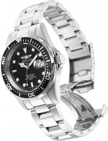 Invicta Pro Diver Date display Black Stainless steel Male INV8932. A brand-new Invicta Pro Diver watch featuring a Black dial and a Stainless steel strap. Side view. - view 3