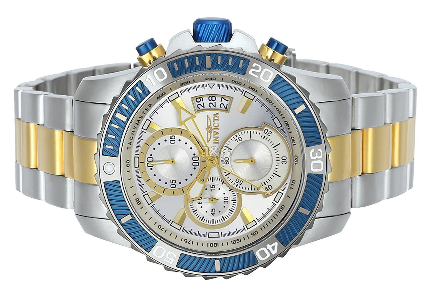 Invicta Pro Diver Date display Silver Stainless steel Male INV23994. A brand-new Invicta Pro Diver watch featuring a Silver dial and a Stainless steel strap. Front view. - view 3